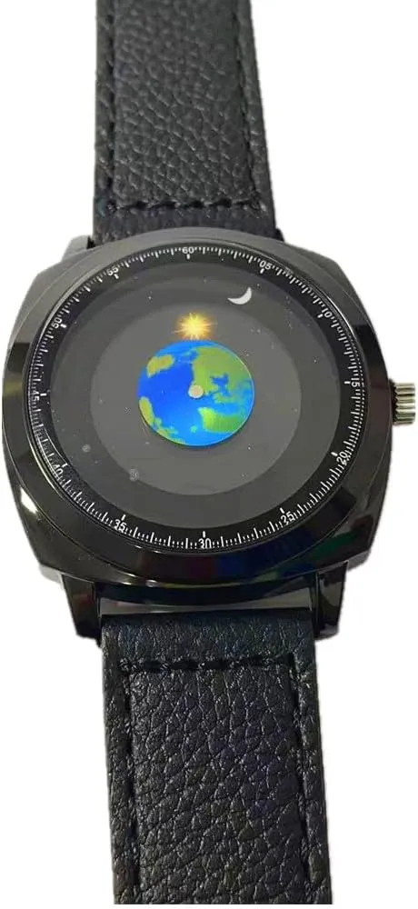 Waterproof Men World Map Watches Creative Starry Universe Earth determinedly Globe Moon Sun Rotating Eye-catching Personalized Cool Unique Mens Watches MINILUJIA 50M 
