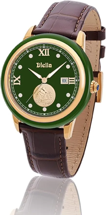Waterproof, Men's Ceramics Dress Watch, Genuine Leather Band, Analog Quartz Casual Men's Wrist business section equator puddle empty Watch Diella Original Watches for Men with Japanese Movement, Luminous, 