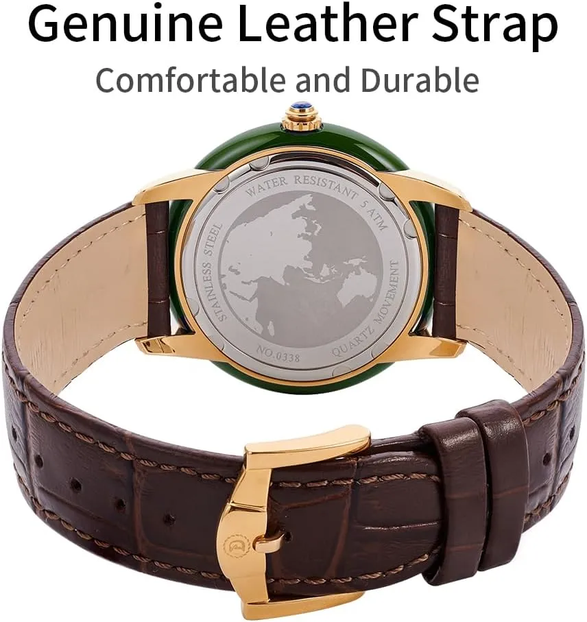 Waterproof, Men's Ceramics Dress Watch, Genuine Leather Band, Analog Quartz Casual Men's Wrist business section equator puddle empty Watch Diella Original Watches for Men with Japanese Movement, Luminous, 