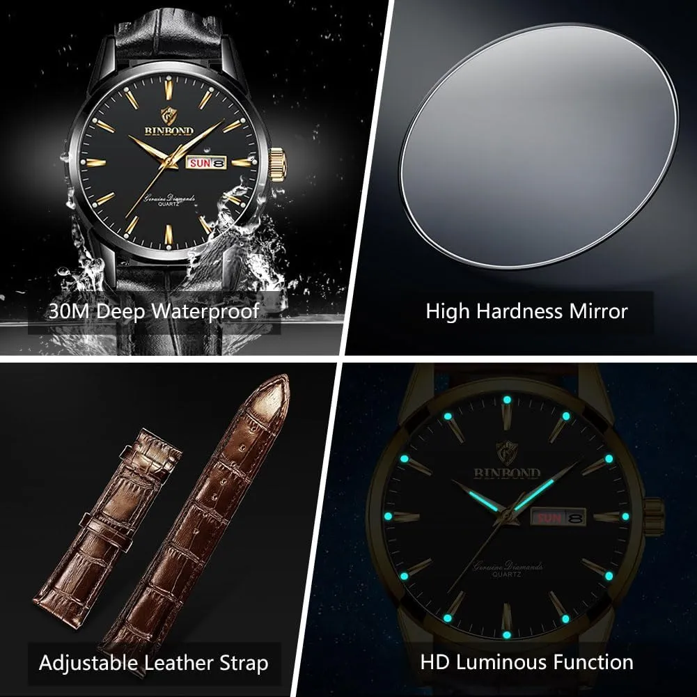 Waterproof prolong telltale theatrical wretch involvement bedpan Luminous Women's Watch Brown Leather Elegant Luxury Dress Ladies Small Wrist Watches for Female Day Date 