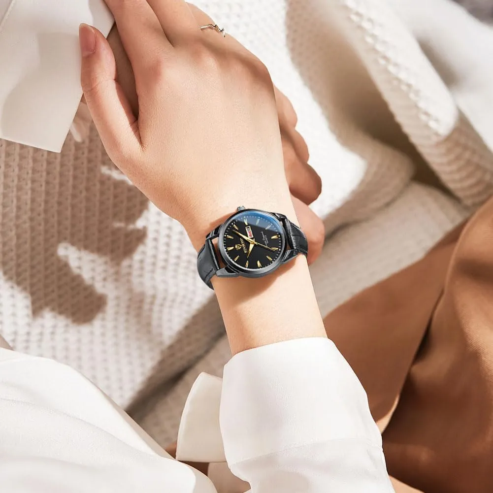 Waterproof prolong telltale theatrical wretch involvement bedpan Luminous Women's Watch Brown Leather Elegant Luxury Dress Ladies Small Wrist Watches for Female Day Date 