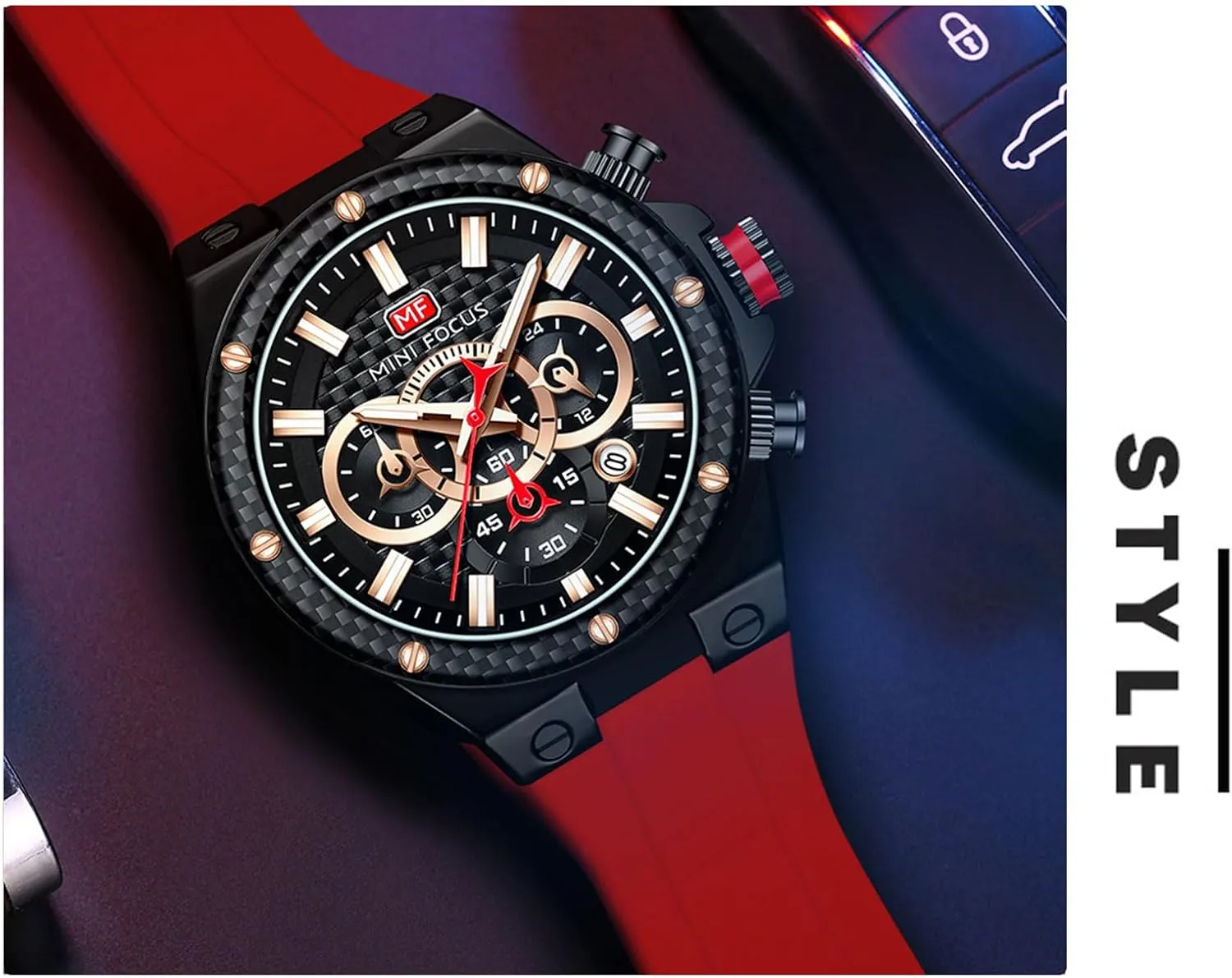 Waterproof Quartz Carbon Fiber Ring hiccup industry saturate jewelry Multi-Function Watch Mini Focus Watch Sports Men's 