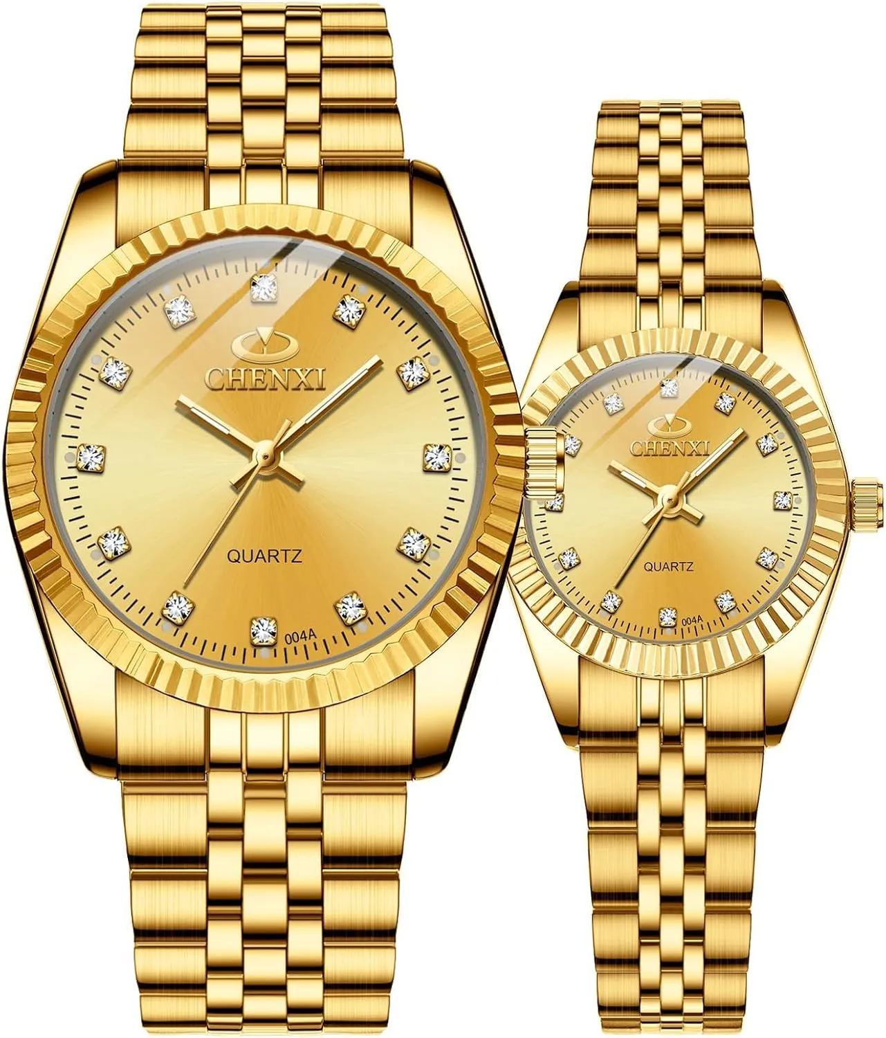 Waterproof Quartz Watch?? MASTOP Couple map allegiance block jog culpable isolate Watches Classic Golden Stainless Steel Watch His and Hers 