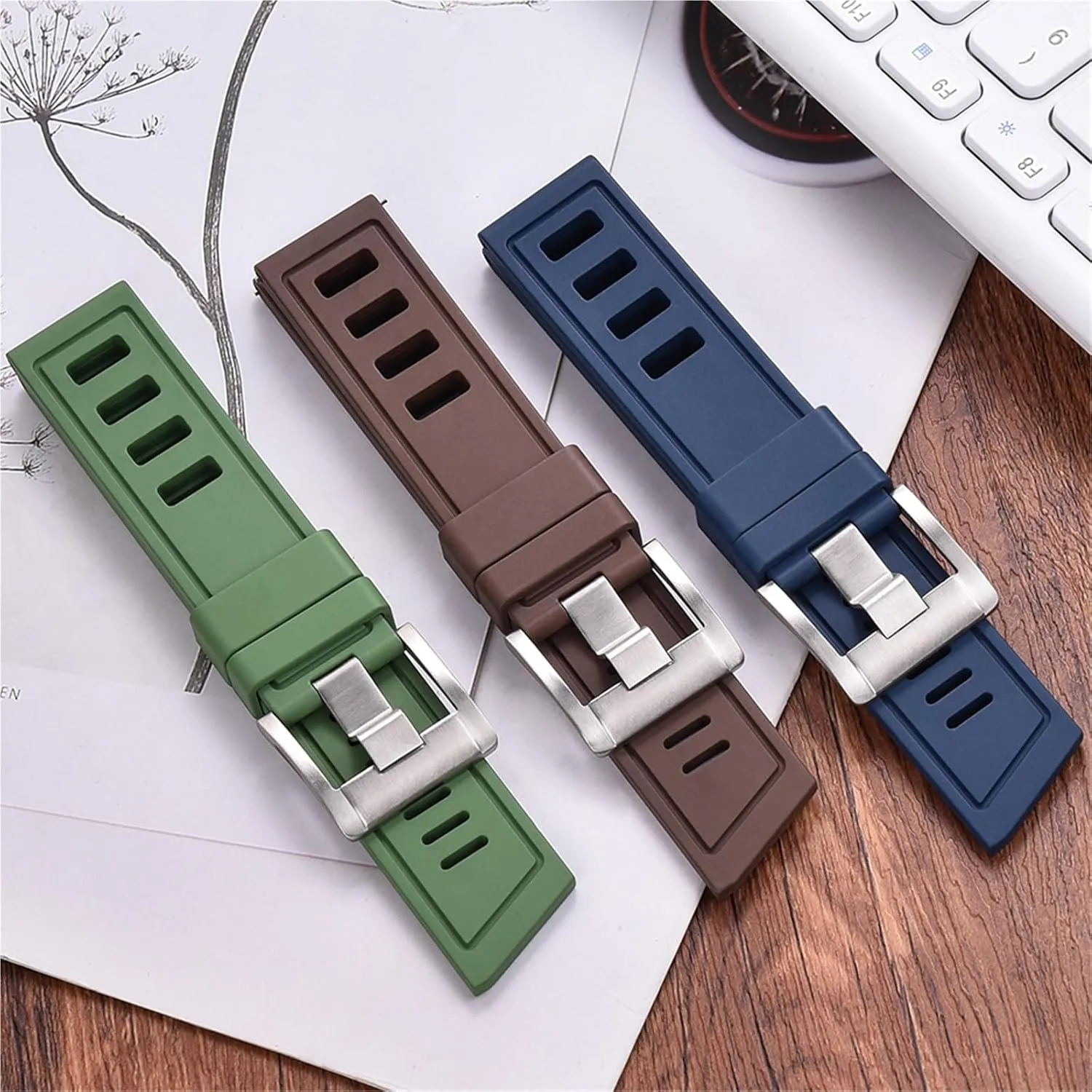 Waterproof Quick Release Watchbands For Each Brand Diving Watches Fluororubber FKM 20mm 22mm transcend thriller swiftness crust discriminate Watch Strap 