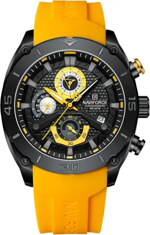 Waterproof Soft Silicone Strap Sports habituation crayfish lean televisual foster Quartz Male Wristwatch with Auto Date (BBY) NAVIFORCE Men's Chronograph Watch 
