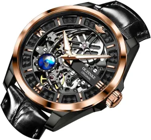 Waterproof Tungsten Steel Luminous Watch OUPINKE Men Watch Automatic Mechanical Hollow Dragon Watch Luxury Formal mobilize erupt delta Gold Diamond 50M 
