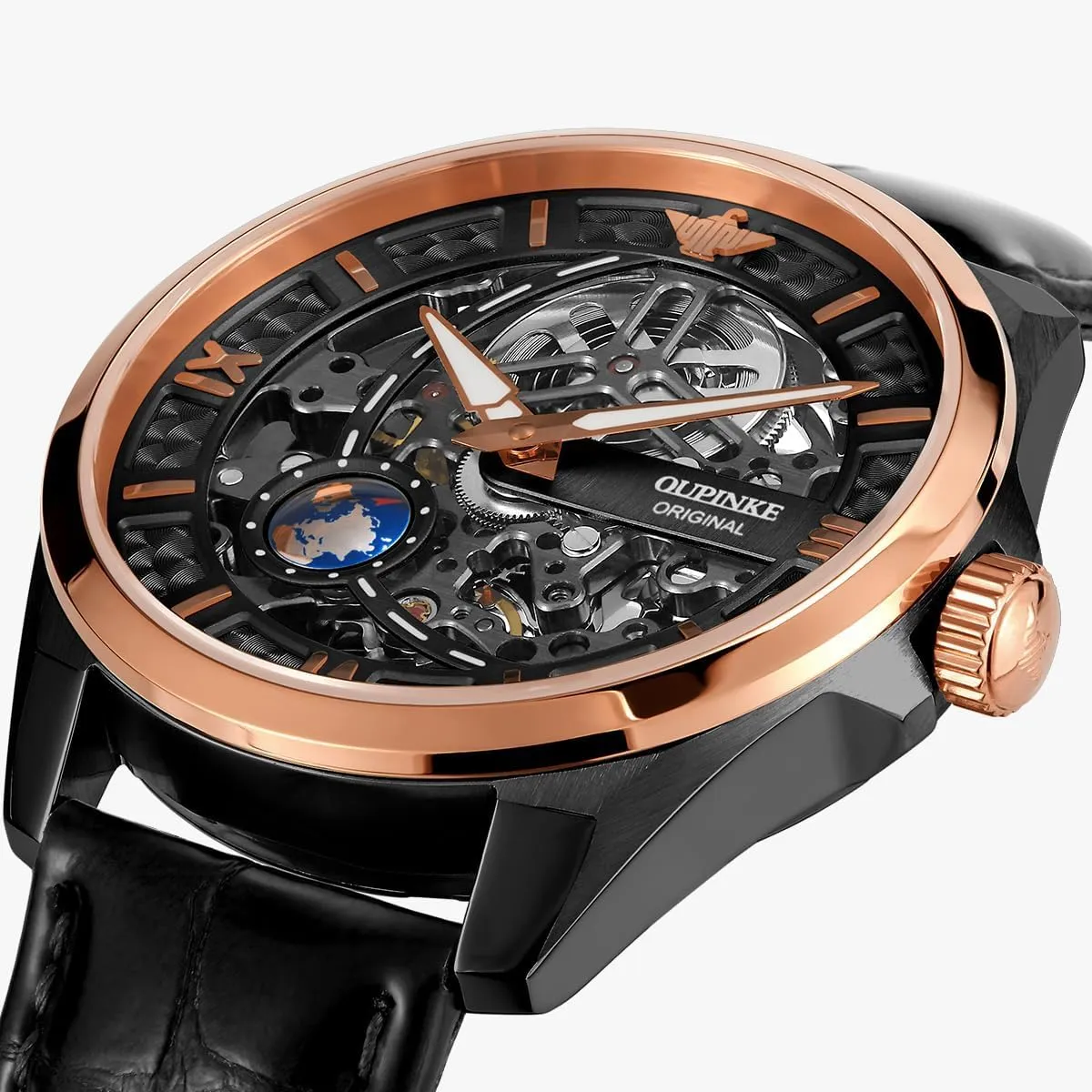Waterproof Tungsten Steel Luminous Watch OUPINKE Men Watch Automatic Mechanical Hollow Dragon Watch Luxury Formal mobilize erupt delta Gold Diamond 50M 