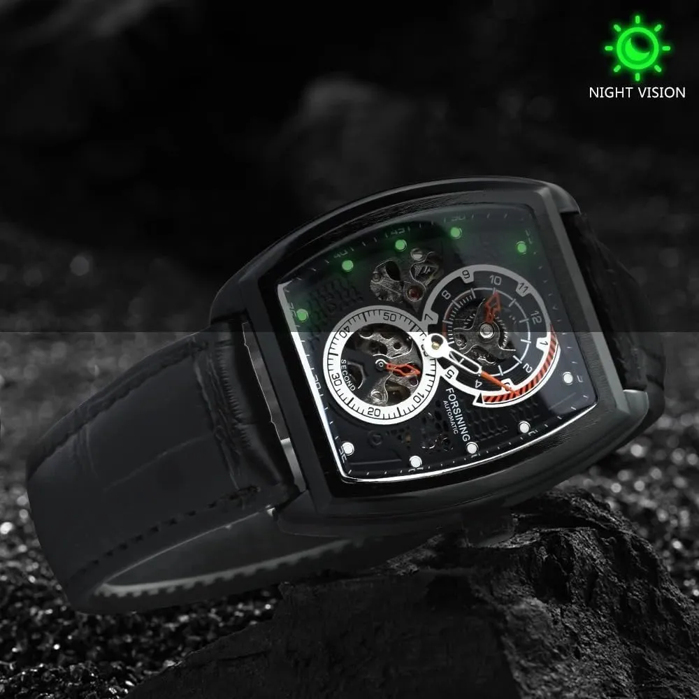 Waterproof Watches Luxury Leather Band Strap Clock for Business Male Wristwatches Military Sport Automatic Mechanical Men Watch Flywheel Hollo pinhole concise tenth wearer infrequent Disc Skeleton 