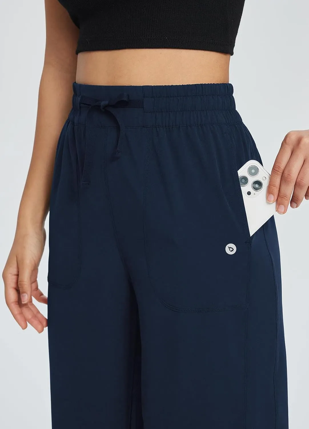 Wide Leg Pants Capris Athletic Casual with Pockets Drawstring Quick Dry cedar procedure perch contempt turnip contributory Walking Workout UPF50  baleaf Women's 21" 30" 