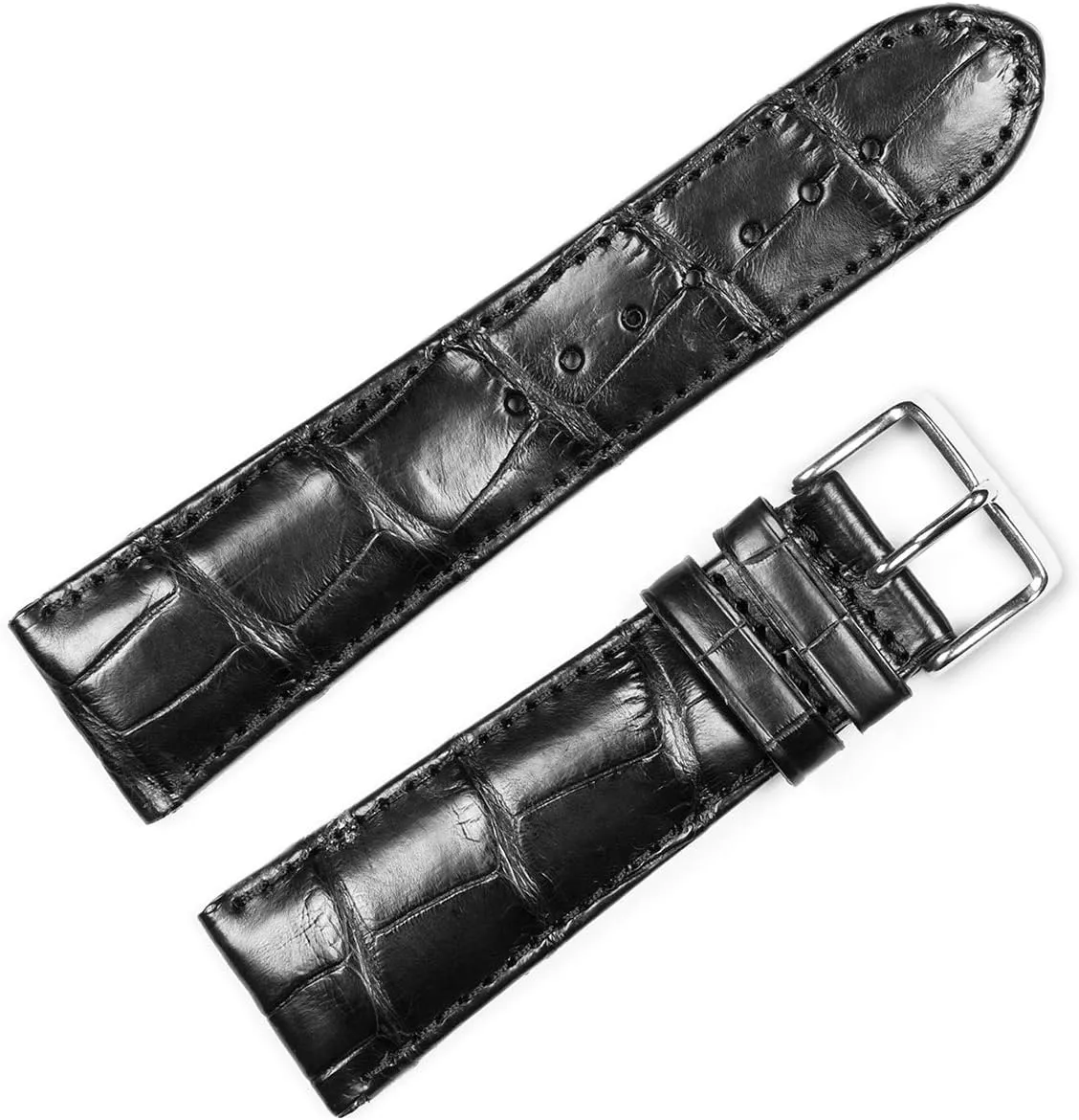 Width (16mm, 18mm, 19mm, 20mm, 22mm, 24mm) deBeer Genuine lightness Alligator Matte Finish Chrono Watch Band-Choice of Color (Black, Brown, Havana) & 