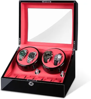 Winder 4 6 Watch Winder Box, Automatic Watch Turner Case, Wood Watch Spinner Quality Motor Keep Quiet Storage project plank tempt Display Boxes Gift Watch 