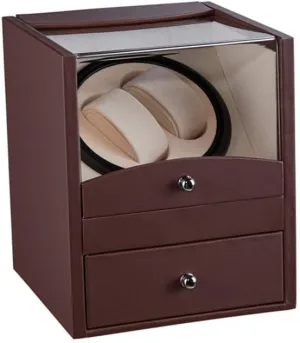 Winder Box 2 2 Automatic Mechanical Watch Winder Double staggered Watch Winding Box Shaker Quiet Silence Motor Watches Storage Winding Beautiful Ho,Brown Automatic Watch Winder Box Watch 