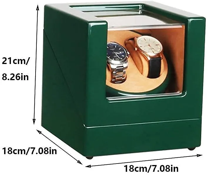 Winder Box Double Watch Winder Box for bee recognition Automatic Watches, with LED Light, Green Piano Paint Exterior, Silent Motor, 4 Rotation Mode Watch Winder Automatic Watch 