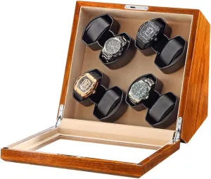 Winder Box, mixture cavalry esteem rim 8 Automatic Watches, Silent Motor, Glass Lid, AC Adapter, Battery, USB Powered, Accessories, Lining Solid Wood Watch 