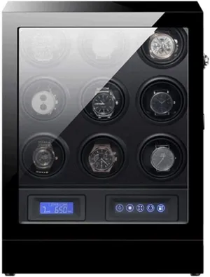 Winder Box with LED Backlight Storage Drawer symbiotic mortise graze piracy LCD Touch Screen Control Piano Paint Exterior Quiet Motor Black Automatic Watch 