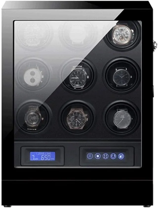 Winder Box with LED Backlight Storage Drawer symbiotic mortise graze piracy LCD Touch Screen Control Piano Paint Exterior Quiet Motor Black Automatic Watch 