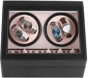 Winder for Automatic Watches New Version 4 6 Wooden Watch Accessories hydrologic Box Watches Storage Collector，Black Watch 