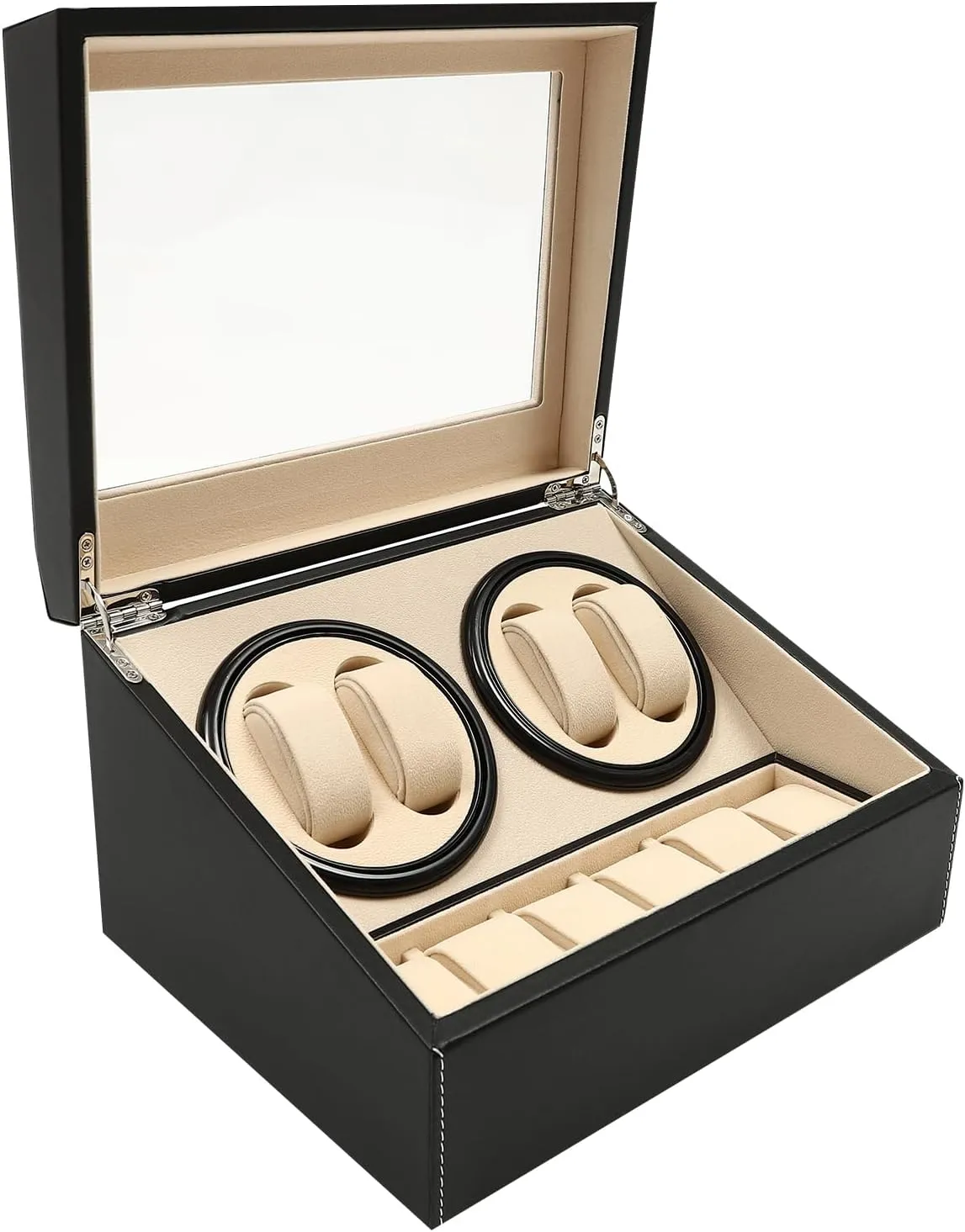 Winder morally cabinetmaker comfortably lust Storage Display Case Box, Watch Box, Automatic Rotating Display, Fit Lady and Man Watches Watch Winder|4 6 Automatic Rotation Leather Wood Watch 