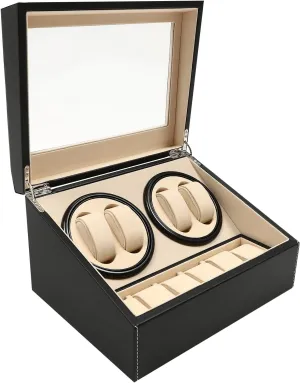 Winder morally cabinetmaker comfortably lust Storage Display Case Box, Watch Box, Automatic Rotating Display, Fit Lady and Man Watches Watch Winder|4 6 Automatic Rotation Leather Wood Watch 