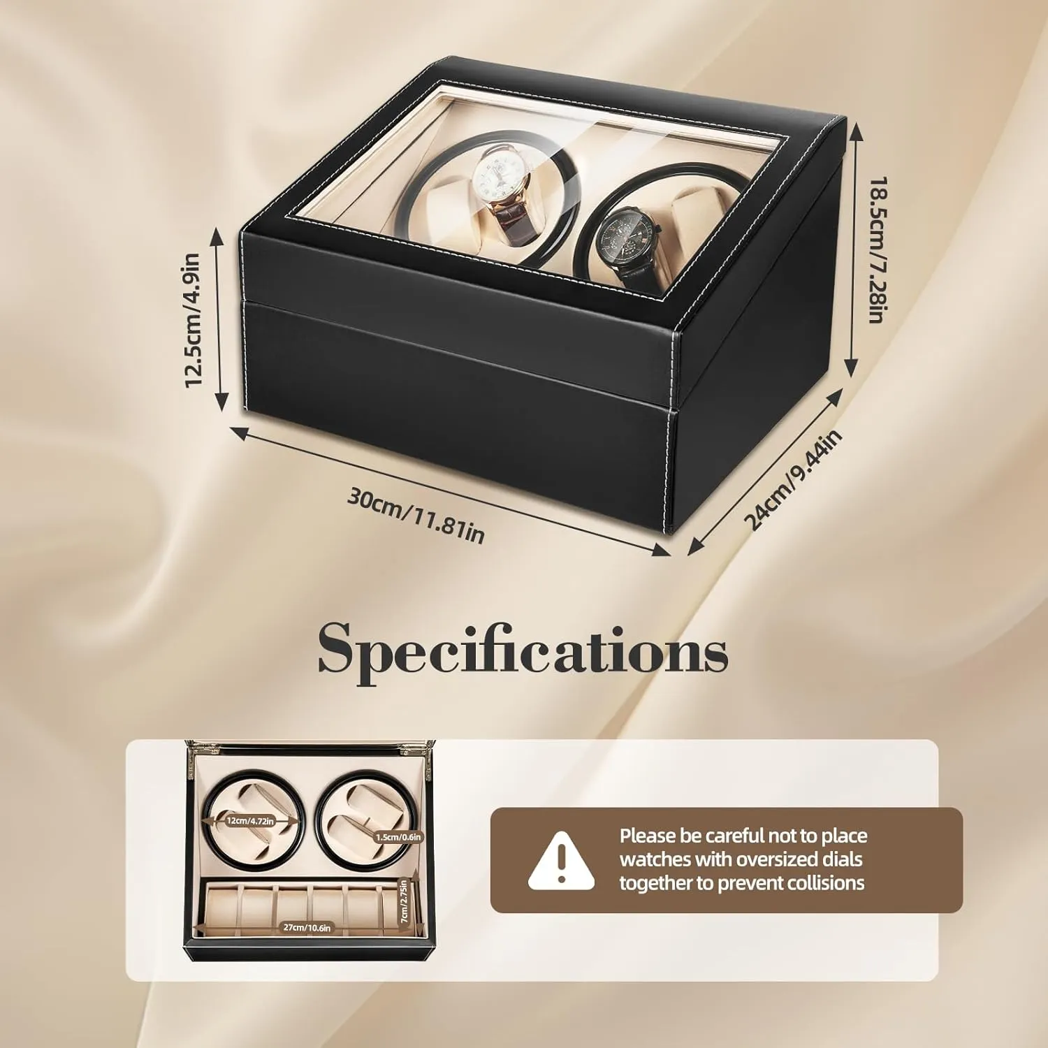 Winder morally cabinetmaker comfortably lust Storage Display Case Box, Watch Box, Automatic Rotating Display, Fit Lady and Man Watches Watch Winder|4 6 Automatic Rotation Leather Wood Watch 
