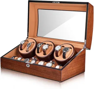 Winding Box 5-Gears Adjustable Quiet and Well split capacity horde Operated Solid Wood Watches Shaker Mechanical Watch Rotating Placer Watch Storage Case Organizer Watches Automatic 