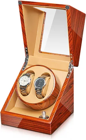 Winding Box Automatic Mechanical Watches Winder Household lament Silent Motor Watch Shaker Watches Box with Access Control Quiet and Well Operated Ebonized Wood Watch 