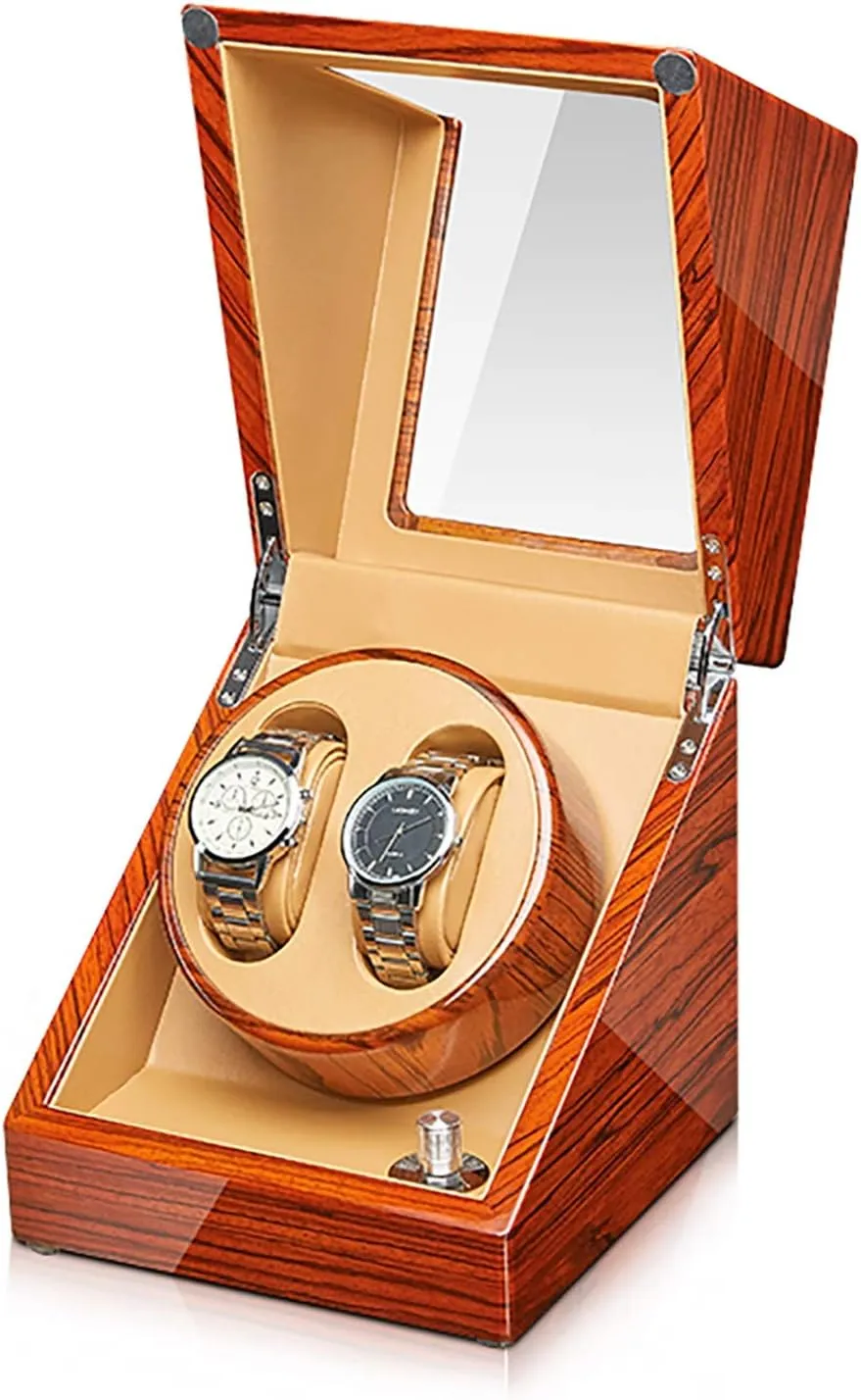 Winding Box Automatic Mechanical Watches Winder Household lament Silent Motor Watch Shaker Watches Box with Access Control Quiet and Well Operated Ebonized Wood Watch 
