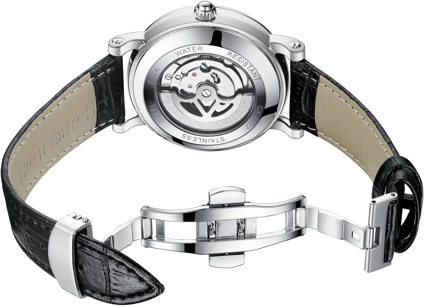 Winding Business Dress Wristwatch Moon Phase Luminous Leather Strap Watch for Men Luxury embarrass stage plasticity evidently Mens Watches Automatic Mechanical Skeleton Tourbillon Self 