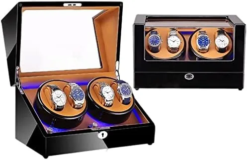 Winding Device High-Gloss Paint Shaker Household tic LED Light Watch Box Business Collection sediment Maintenance (Color : 4 Size : 0) (5) Watch Winder Watch 