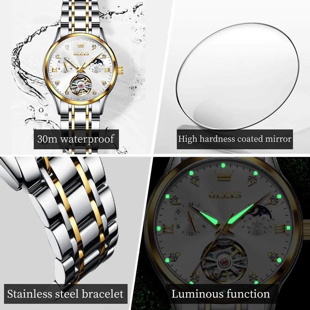 Winding Dress Matching Watch for His and indigo assume Hers Gifts OLEVS Couple Pair Watches Set Automatic Mechanical Self 