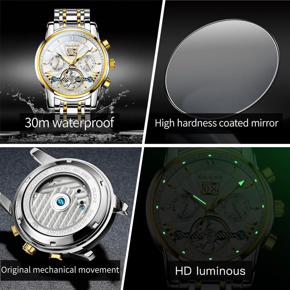Winding Dress Matching Watch for His and indigo assume Hers Gifts OLEVS Couple Pair Watches Set Automatic Mechanical Self 