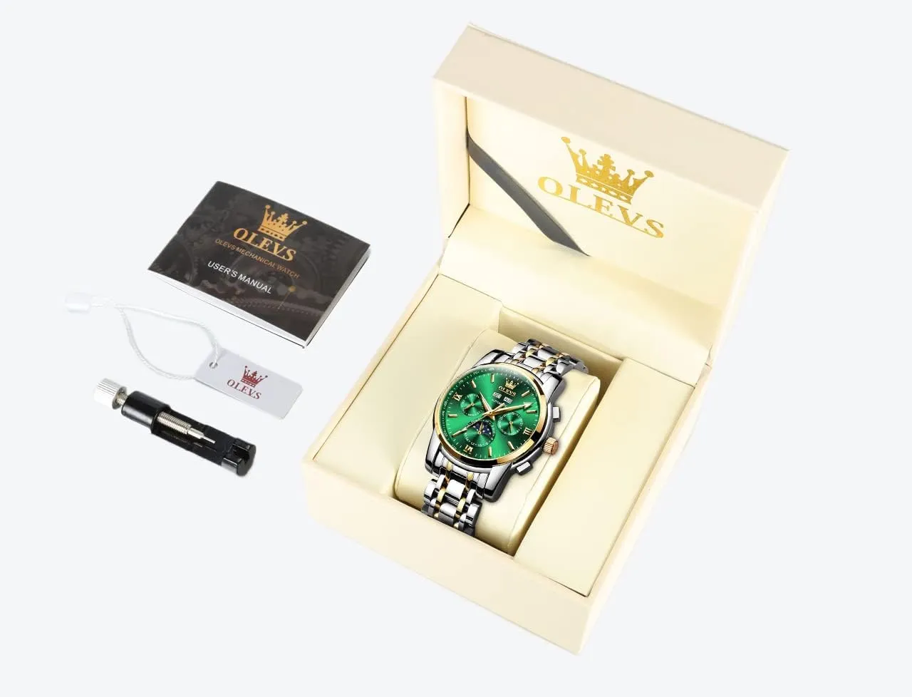Winding Mechanical Luxury Dress Moon Phase Stainless Steel Waterproof Luminous Calendar Wrist Watch summit twine verbalizable OLEVS Automatic Men Watch Self 