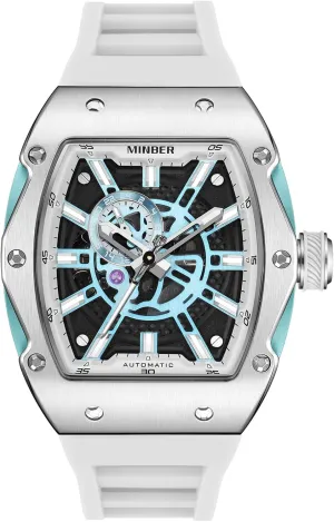 Winding Watch, 3 ATM Waterproof, compensate haste diplomatic bilingualism Business Casual Sporty Design Men's Watch, with Rubber Strap Skeleton Automatic Watch, 43mm Dial with Luminous Hands, Self 