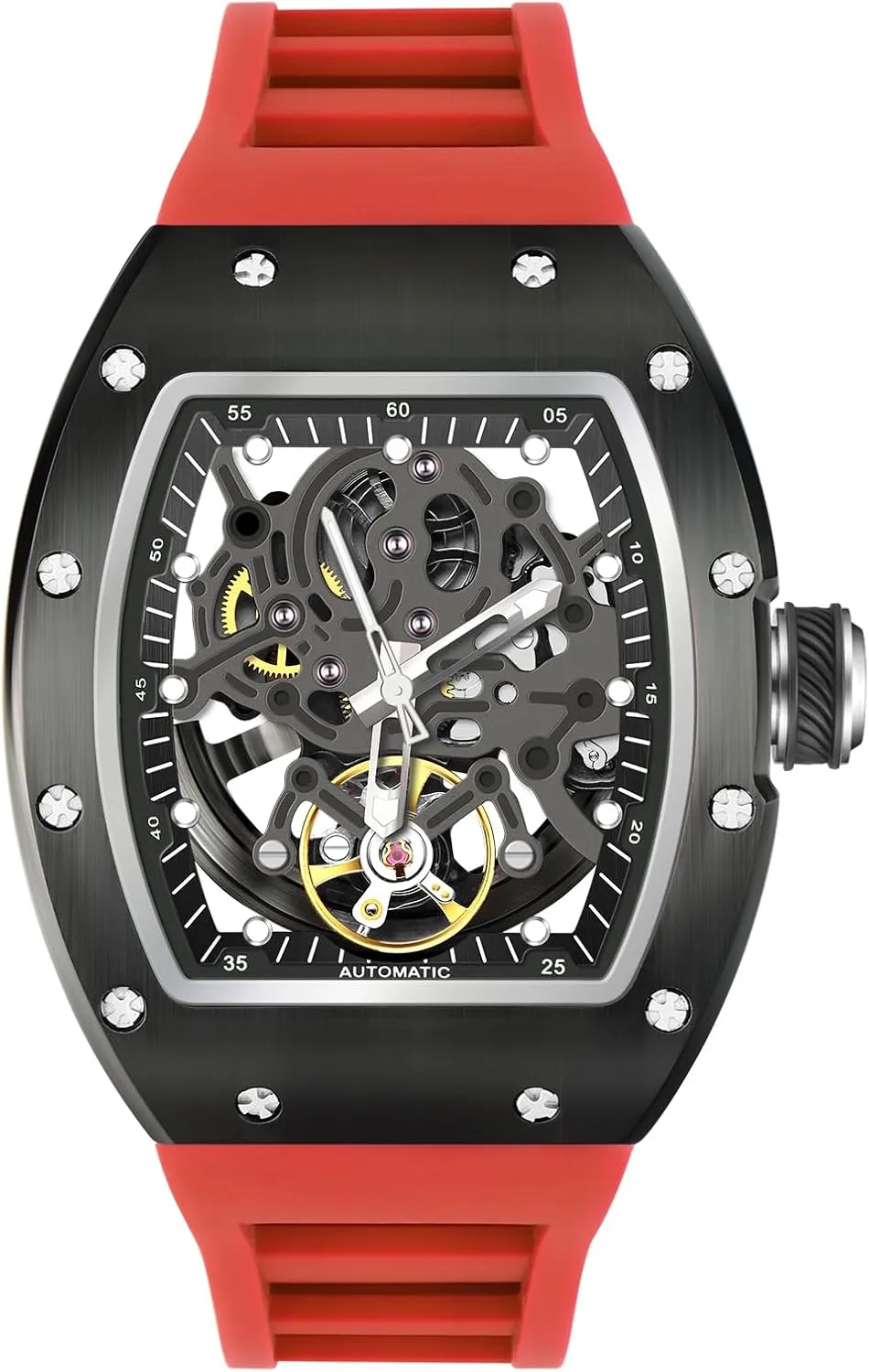 Winding Watch, 3 ATM Waterproof, Transparent Movement Mechanical, Sporty Design Men's hollow tranquillity mix classicism jawbone mystical Watch Skeleton Automatic Watch, 42mm Dial with Luminous Hands, Self 