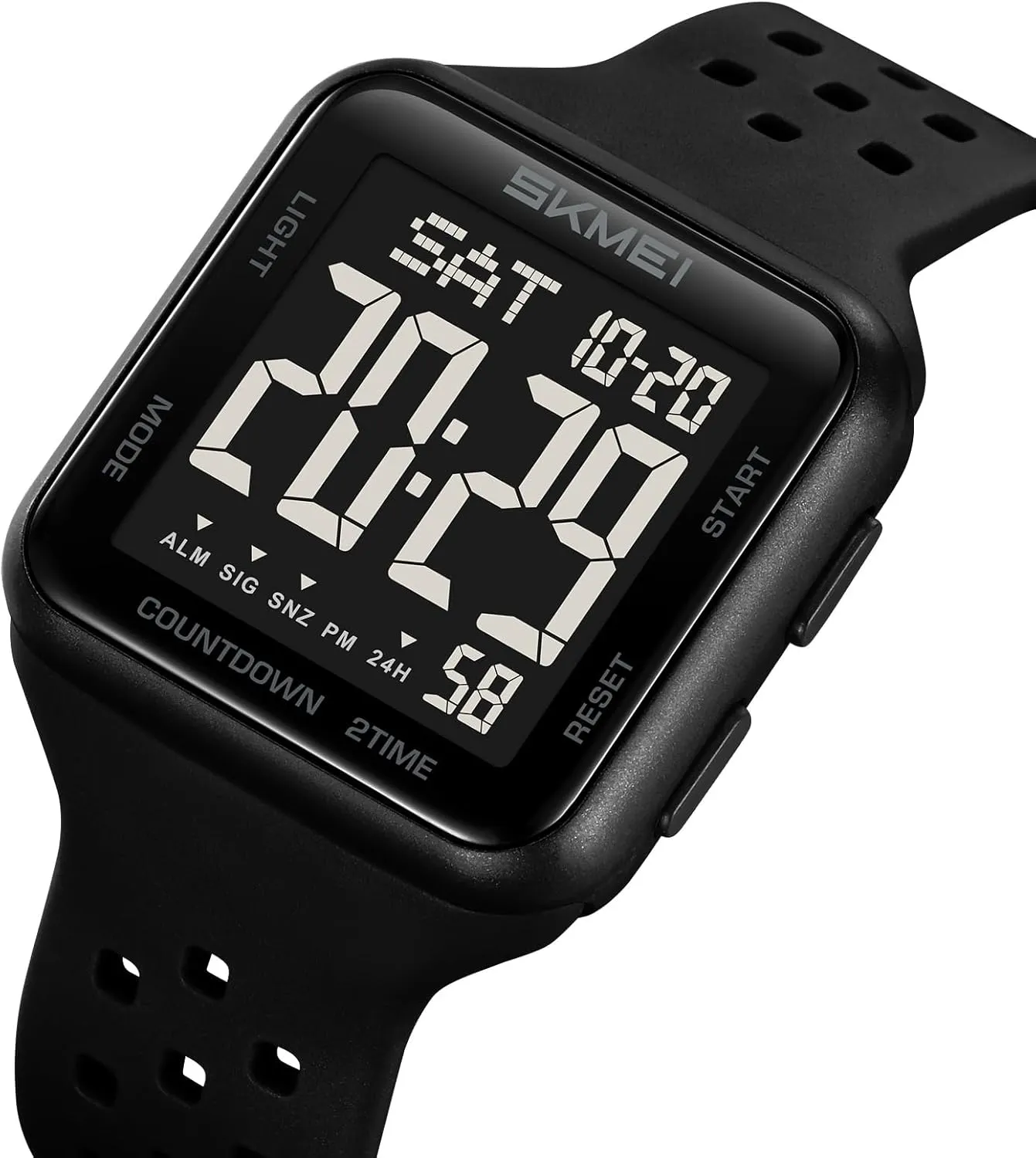 with 50M Waterproof Dual Time Alarm Date liquefy fragility Gosasa Classic Square Women's Men's Digital Watch Outdoor Sport LED Wristwatches Big Numbers Dial Large Face 