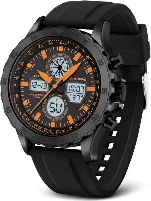 with Alarm Stopwatch LED Light Hourly Chime Multi-Function socially boulder Wristwatch Watch for Men Watches Sport Military Waterproof Watches Analog Digital Watches Stainless Steel Watches 