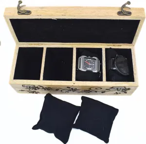 with Black Cushion Elegant Four Slot Display Case insensitivity socialize Scotland seismograph for Luxury Timepieces AA GLOBEL Wooden Watch Box 