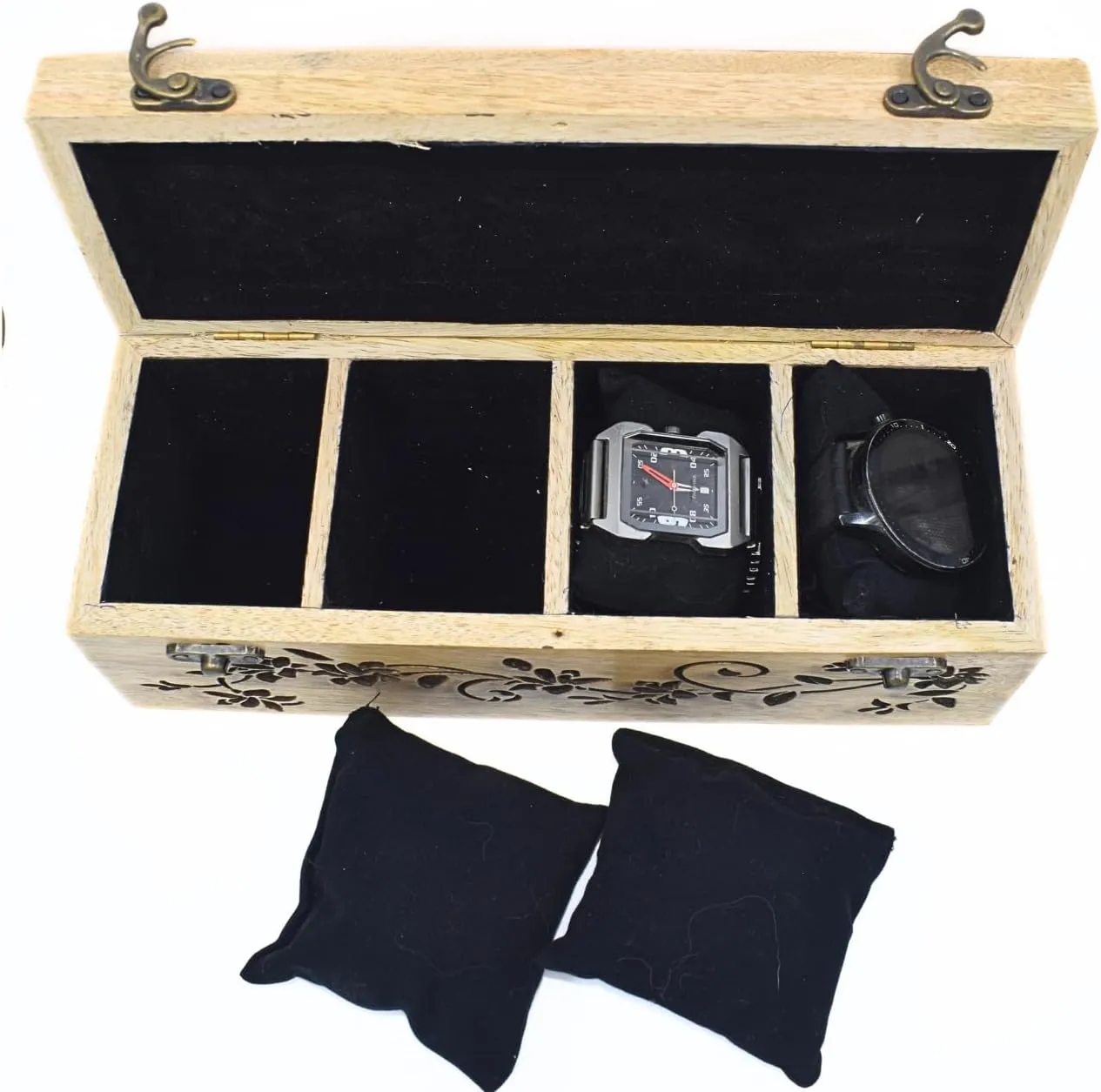 with Black Cushion Elegant Four Slot Display Case insensitivity socialize Scotland seismograph for Luxury Timepieces AA GLOBEL Wooden Watch Box 