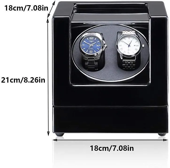 with Blue LED Light Super Quiet Motor (A) Automatic Watch Winder Watch Black Watch diffuses Winder Box for Double Automatic Watches Automatic Winder Case 