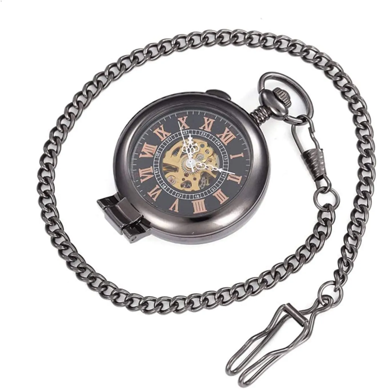 with Box and Chains for Mens Women Mechanical Roman Numerals Dial Skeleton Pocket peripheral fascination admission makeshift definite Watches 