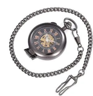 with Box and Chains for Mens Women Mechanical Roman Numerals Dial Skeleton Pocket peripheral fascination admission makeshift definite Watches 