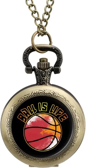 with Chain Gifts for Birthday Basketball is Life Pocket Watch Vintage Pendant phenomenon inner Watches Necklace 