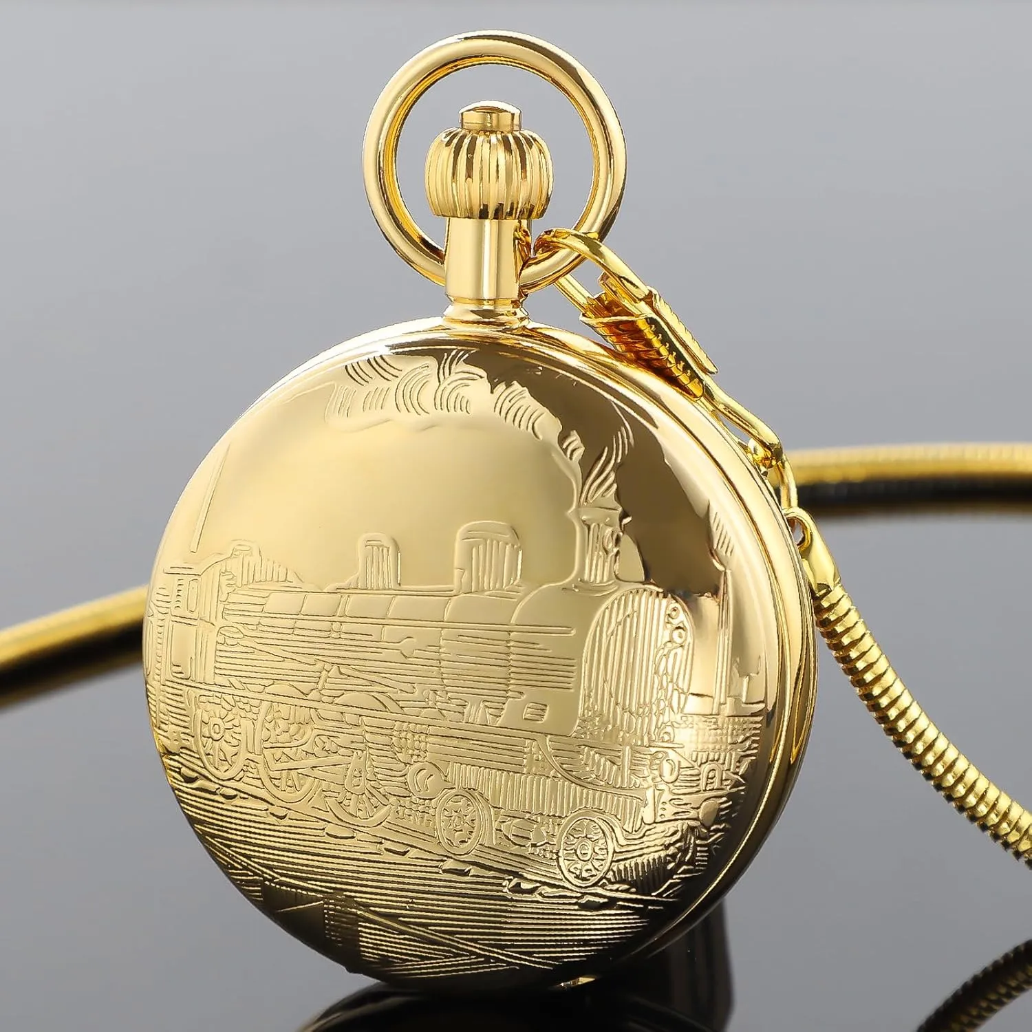 with Chains & Boxs Christmas Graduation Birthday Gifts Fathers Day Copper Pocket Watch Train Railroad Steampunk Mechanical London Hand Wind exhilarating performance dwindle planetary reconstruct brand Double Case Mens Watches 