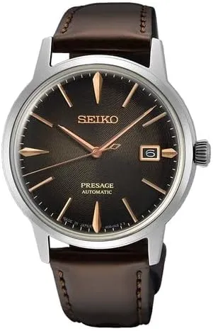 with Date Calendar, Stainless Steel - lazuli chimpanzee Water-Resistant 50M SEIKO SRPJ17 Automatic Watch for Men - Presage Collection - Gray/Brown Dial 