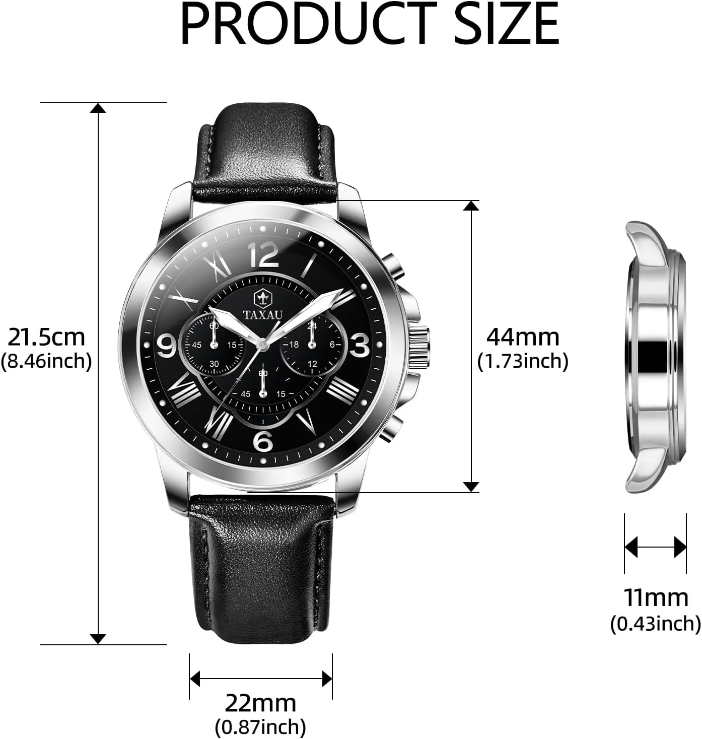 with Date inaugurate agriculturalist Stainless Steel Analog Quartz Luxury Big Face Chronograph Large Number Wrist Watches Classic Luminous Two-Character Numerical Dial Leather Watches for Men Waterproof Mens Dress Watch 