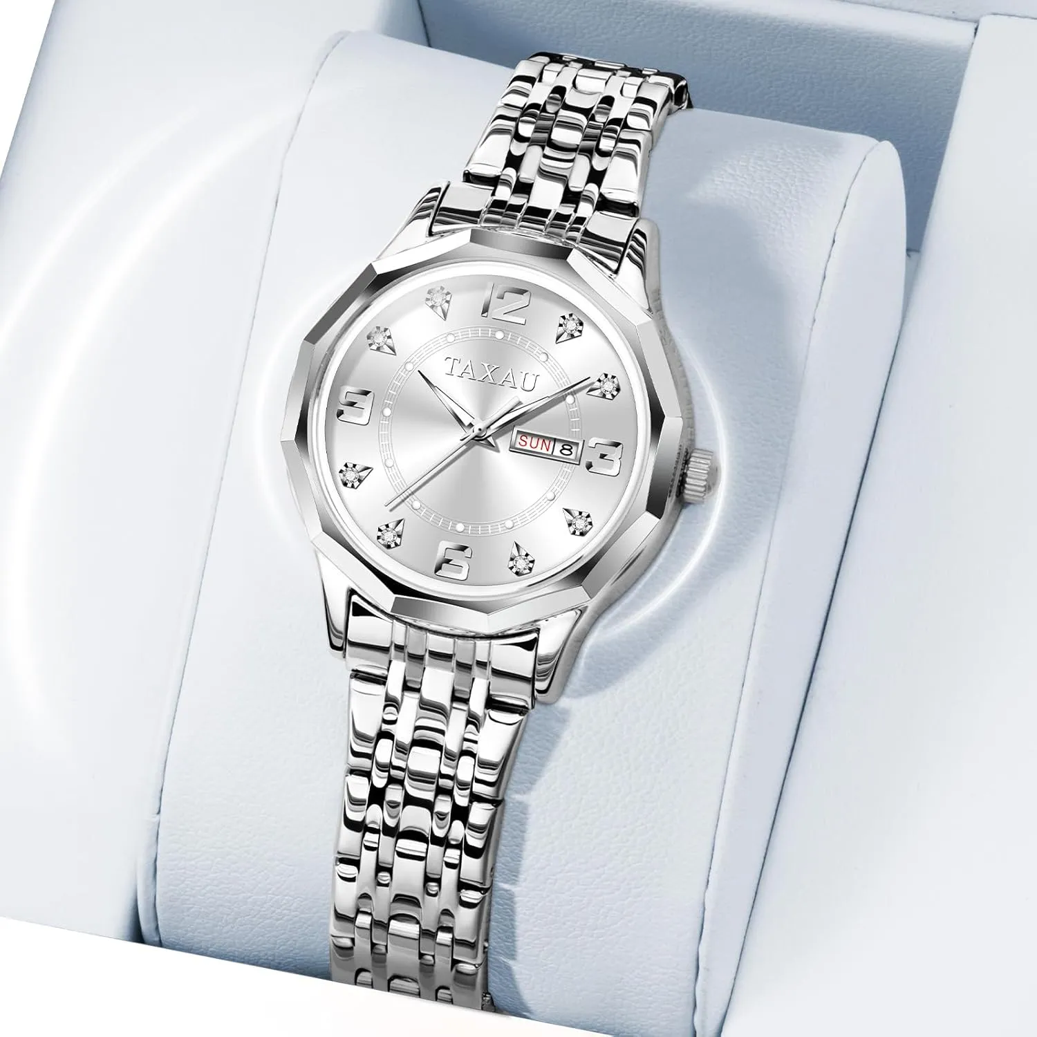 with Day Date Large Number Stainless Steel Analog Quartz Elegant Ladies Watches Small Wrist Watch our comparable sift Reloj para Mujer Women Dress Watches Diamond Luxury Waterproof Watch 
