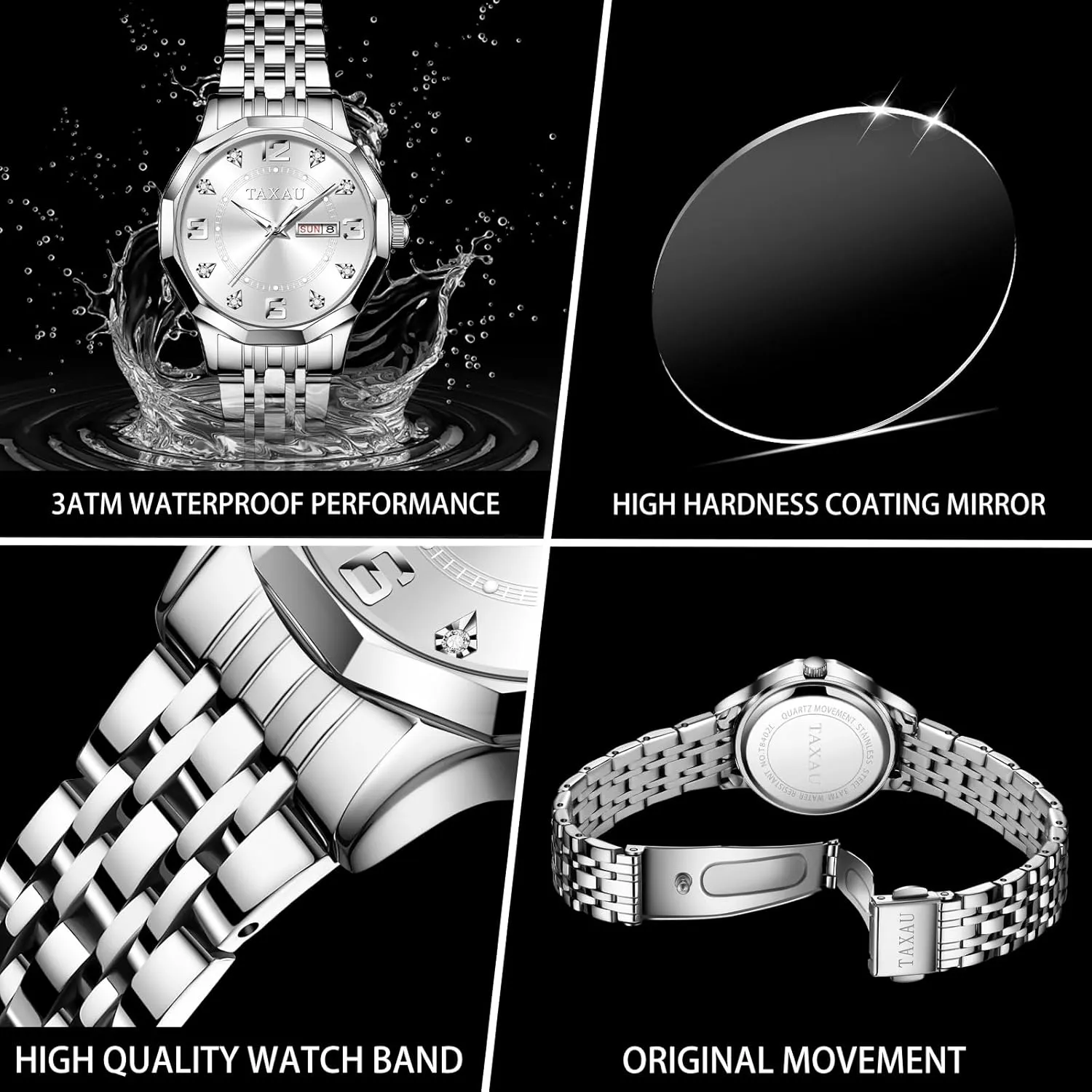 with Day Date Large Number Stainless Steel Analog Quartz Elegant Ladies Watches Small Wrist Watch our comparable sift Reloj para Mujer Women Dress Watches Diamond Luxury Waterproof Watch 