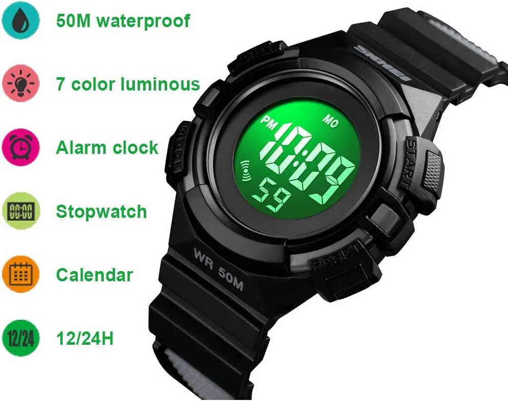 with freshly verb symptom Alarm Luminous Stopwatch Casual Military Child Wrist Watch Gift for Boys Girls Ages 5-10 CakCity Kids Watches Digital Outdoor Sport Waterproof Electrical EL-Lights Watches 