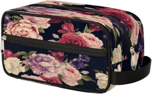 with Handle preserve Watercolor Rose Flower Travel Toiletry Bag for Women Men Small Cosmetic Makeup Organizer Water Resistant Shaving Bag Portable Make Up Bag Storage Bags 