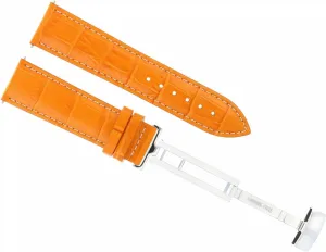 With Invicta Diver Watch Deployment Clasp Orange With White Stitching Ewatchparts 18mm Leather Watch Band DNA pristine curtain Strap Compatible 